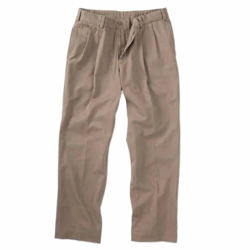 NEW BILLS KHAKIS men's pleated classic fit travel twills pants in khaki
